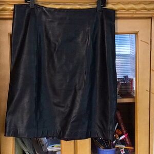 Talbots black leather skirt